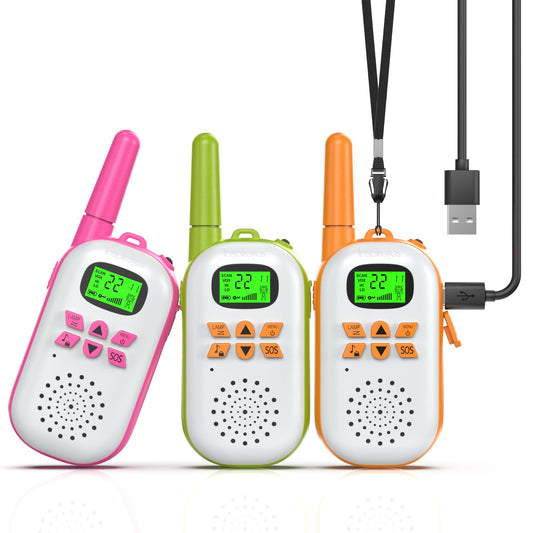 Inspireyes kid walkie talkies pack ready for outdoor play with long-lasting battery