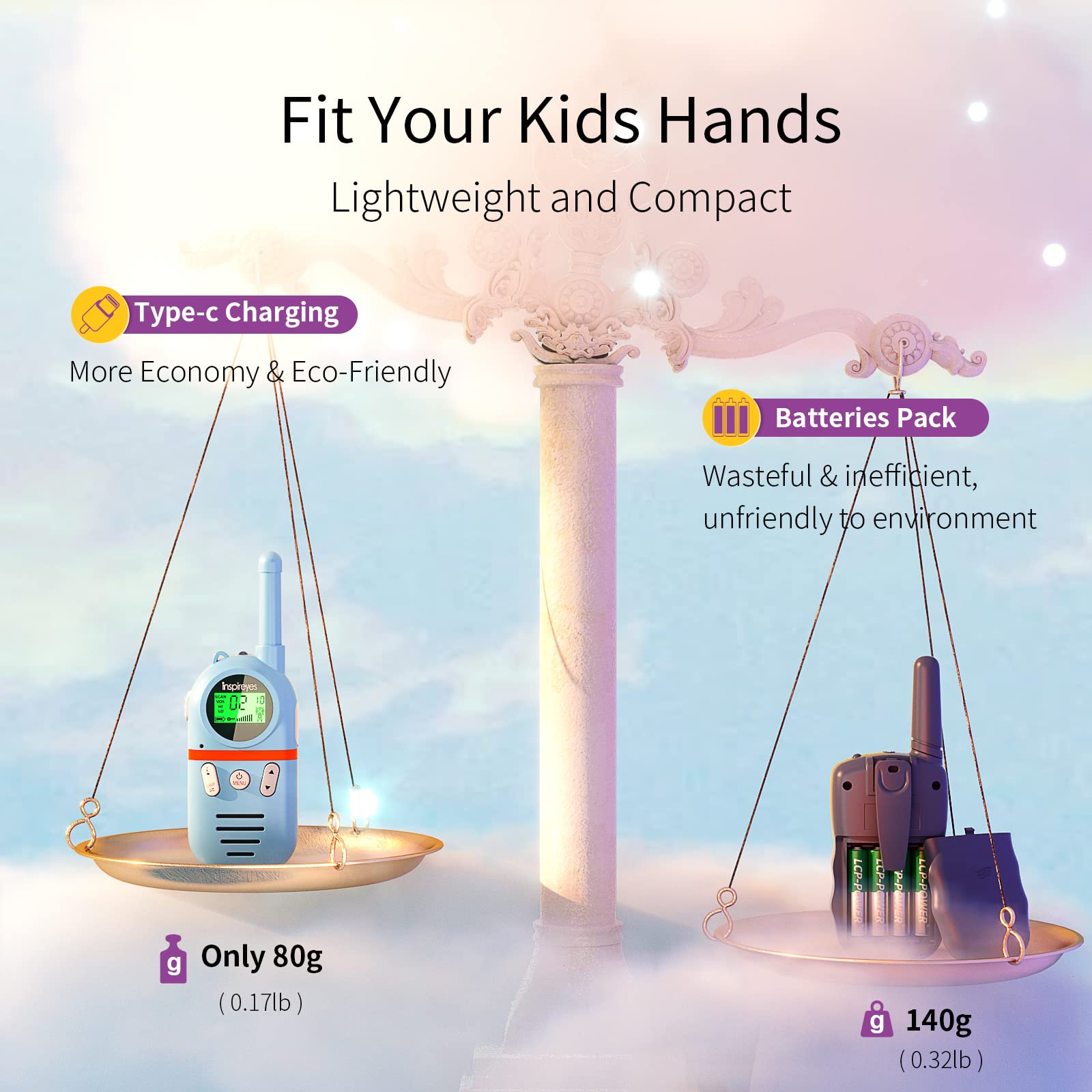 Inspireyes walkie talkie with VOX hands-free mode during cycling or outdoor activities.