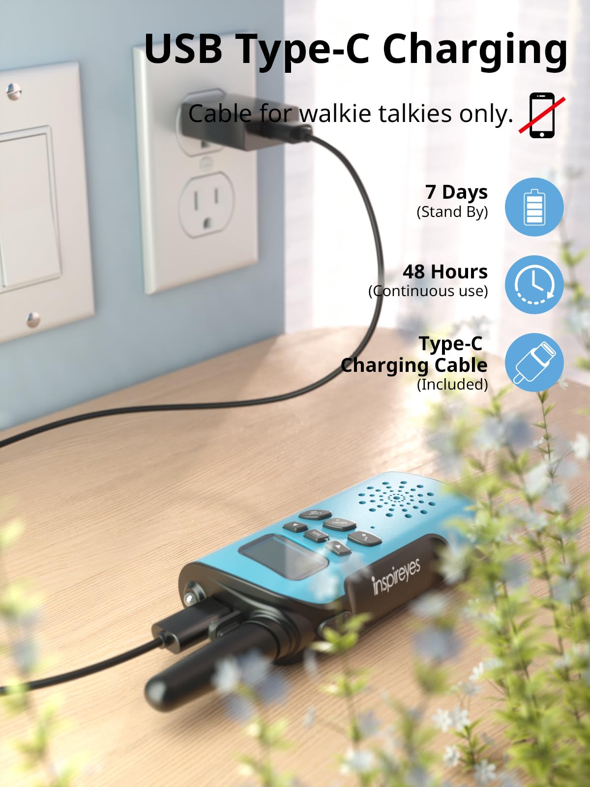 Inspireyes left side push-to-talk button supports quick use
