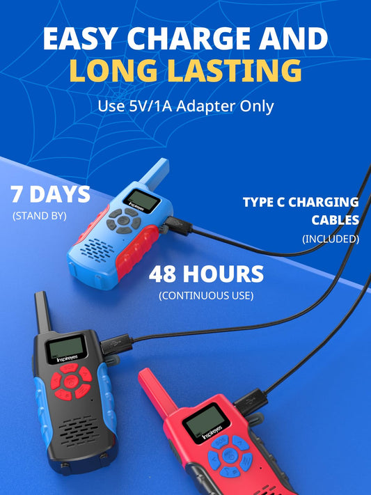 Inspireyes kid radios with PTT button for easy one-handed communication.