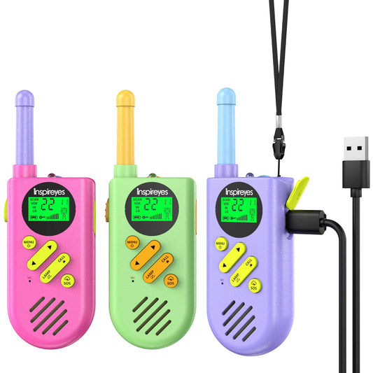 Inspireyes Walkie Talkies for Kids with rechargeable battery enabling extended outdoor playtime