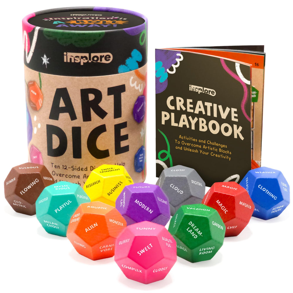 Insplore Art Dice with 120 prompts sparks fresh drawing ideas for creative practice.