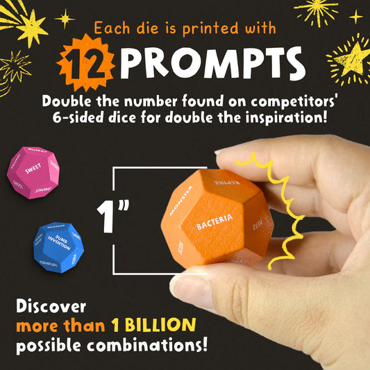 Insplore Art Dice twelve-sided design fuels varied prompts for dynamic painting sessions.