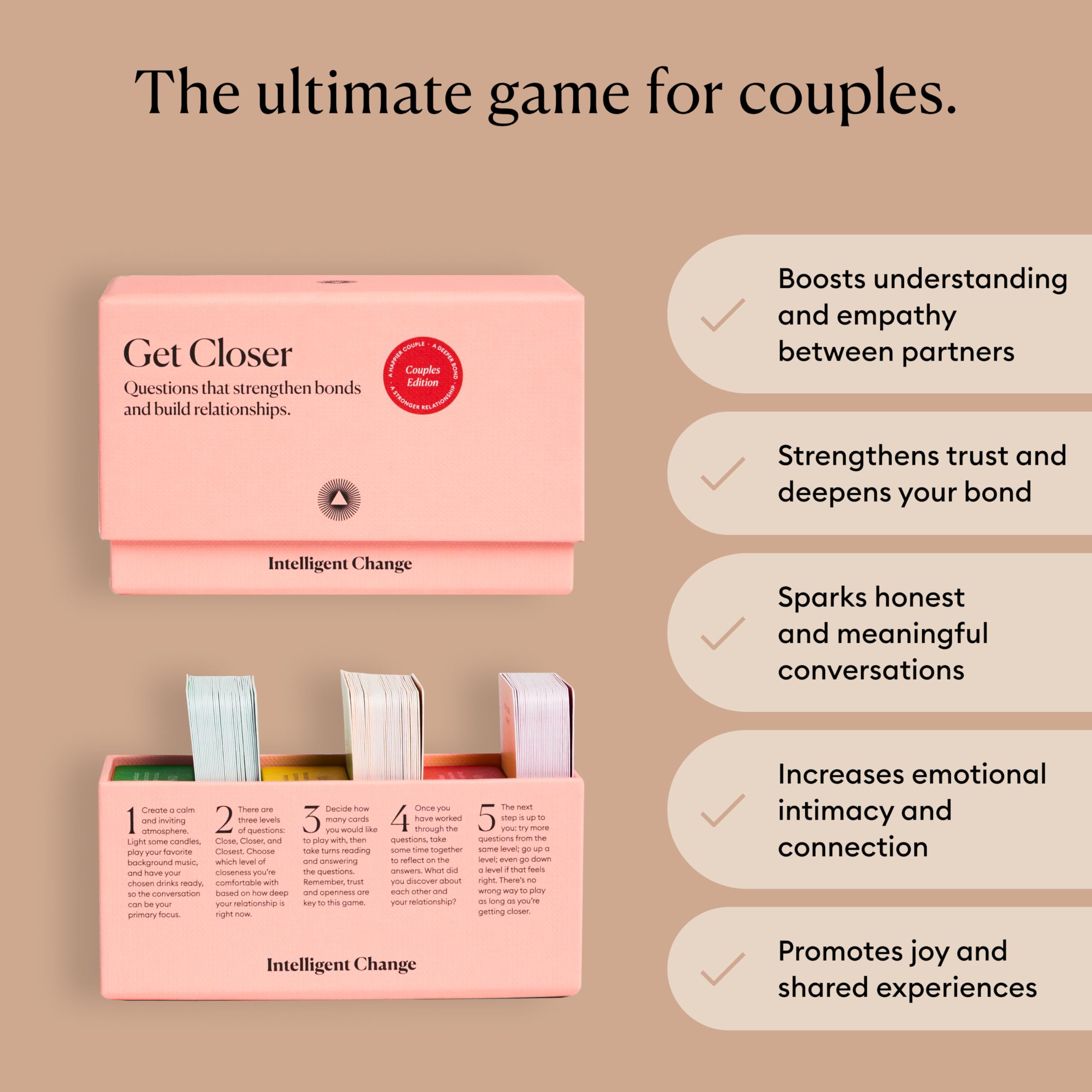 Intelligent Change Get Closer cards spread shows prompts that spark honest conversations.