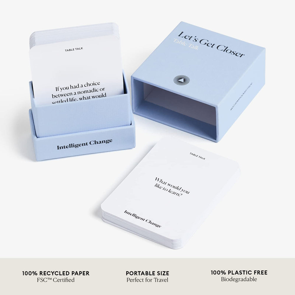 Intelligent Change Get Closer icebreaker cards in use at a gathering.