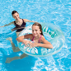 INTEX Clear Color Tube shows flower graphics for stylish poolside fun.