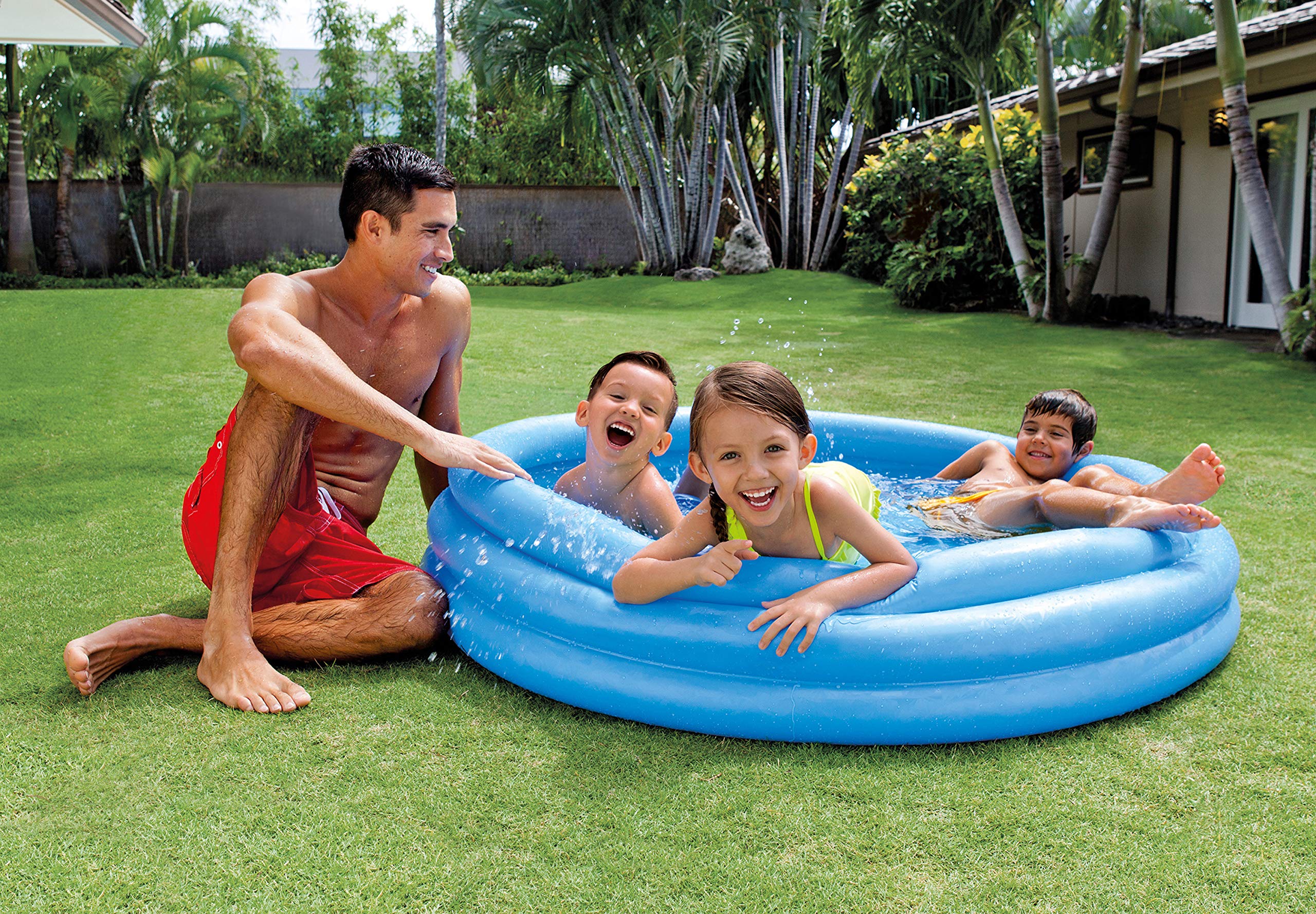 Intex Crystal Blue Kiddie Pool 87-gallon capacity, ideal for refreshing summer splash.