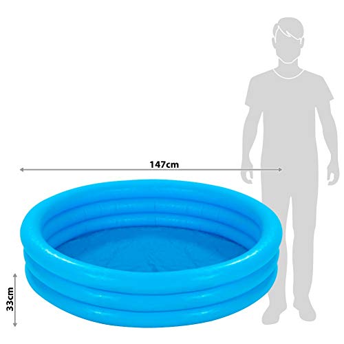 Intex Crystal Blue Kiddie Pool rings close-up, sturdy 8ga/7ga construction for durability.