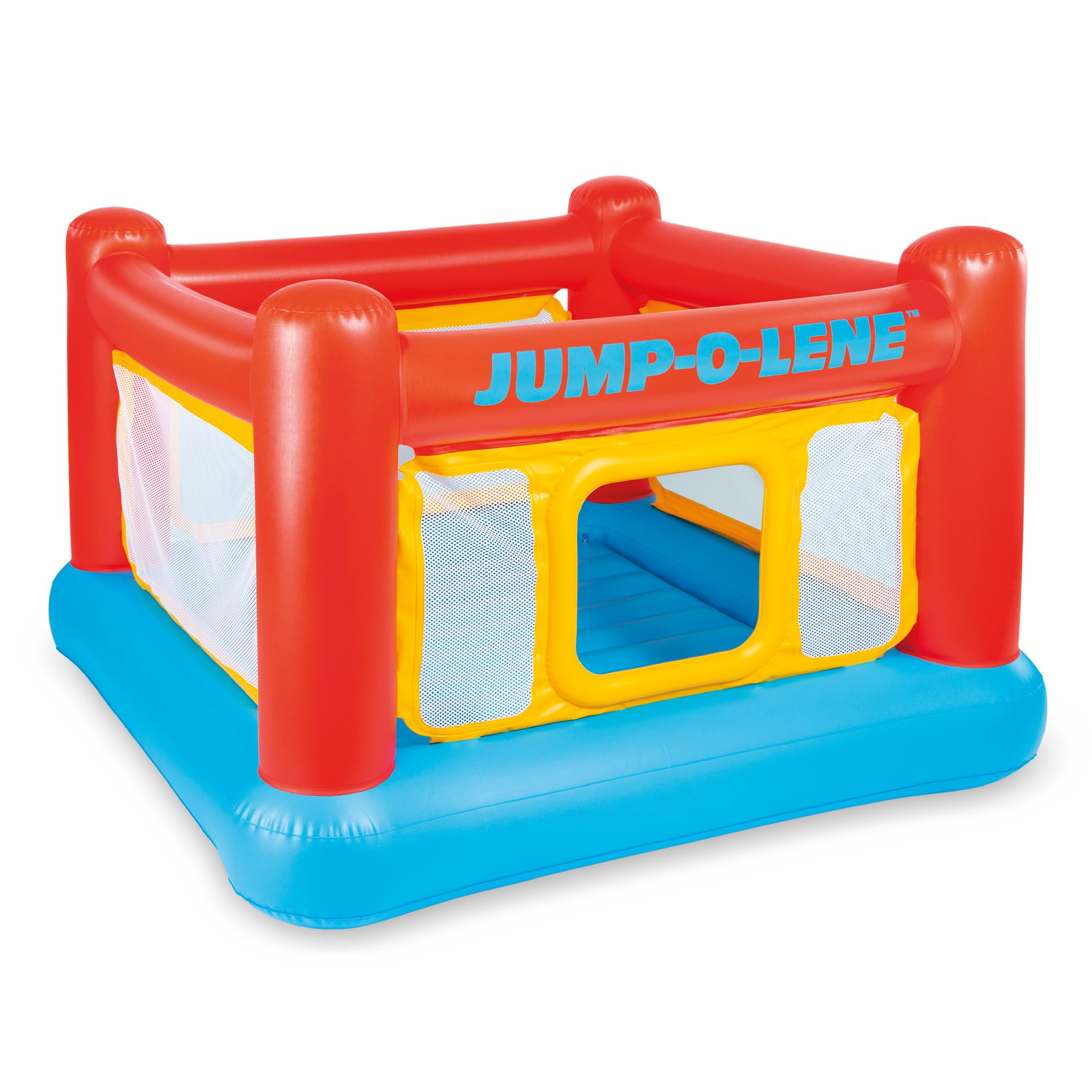 Intex Jump-O-Lene front view showing secure walls and bounce area benefit safety