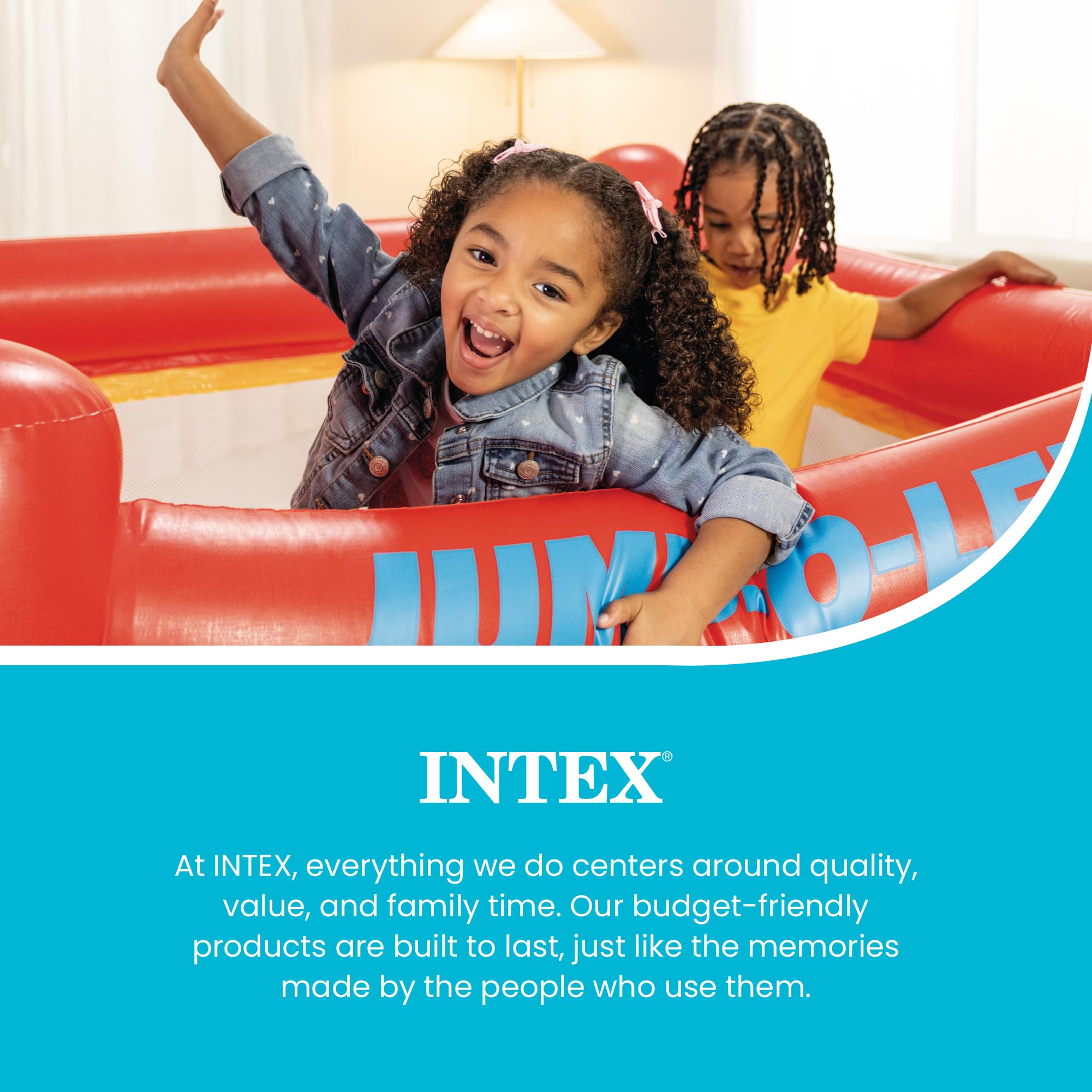 Intex Jump-O-Lene set up in living room provides indoor active play option