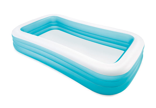 Intex Swim Center pool laid out to 120-inch length for easy setup on level ground