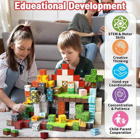 Intoypad magnetic blocks lava bridge design boosts spatial thinking and fine motor skills