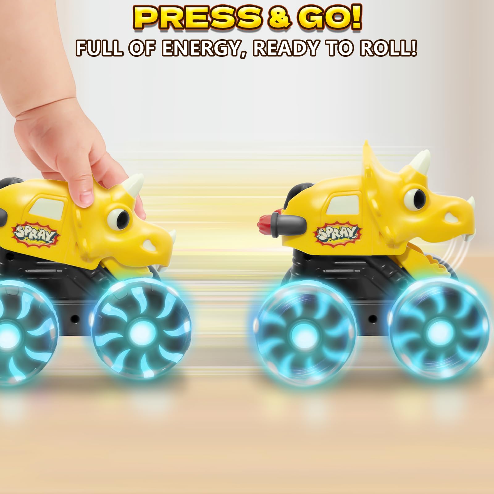 Intoypad dino press-and-go action toy encourages quick pushes and chomping jaws