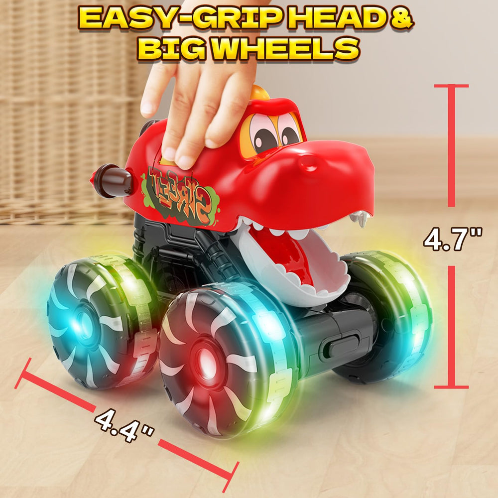 Intoypad dinosaur monster truck green plated-back with chunky wheels for active exploration
