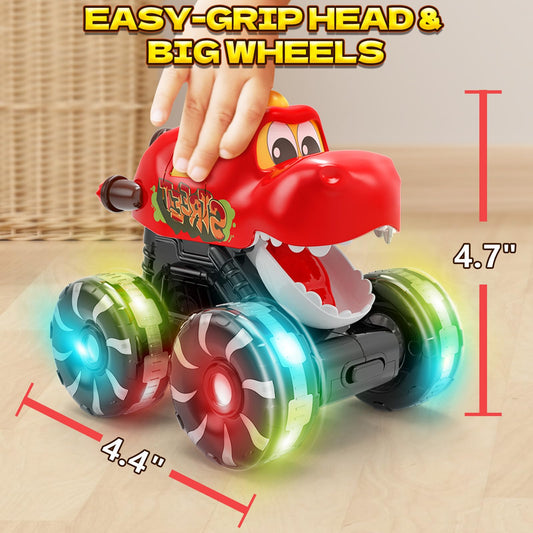Intoypad dinosaur monster truck green plated-back with chunky wheels for active exploration