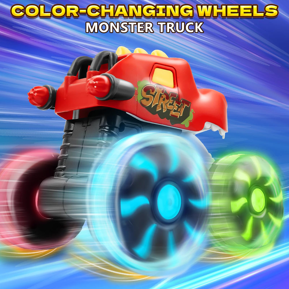 Intoypad dinosaur monster truck yellow horned wheels illuminate day and night
