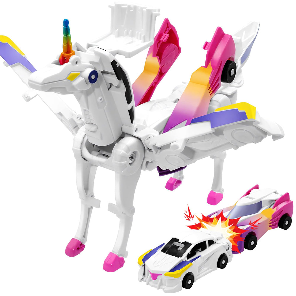 Intoypad unicorn collision transforming car pink with wings sparks imaginative play