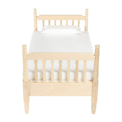 Inusitus dollhouse bed wood frame showcases carved details for lifelike miniature bedrooms.