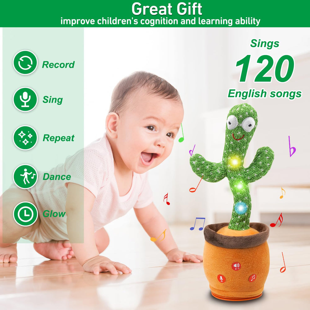 Invasgi Dancing Talking Cactus Toy side view highlighting dance motion and interactive voice for kids
