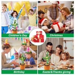 Invasgi Dancing Talking Cactus Toy view showing volume control and audible features for parents