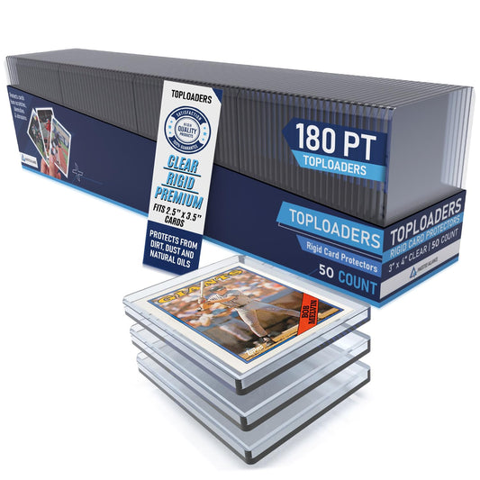 Invested Alliance top loader protects an 180pt card with clear, rigid protection.