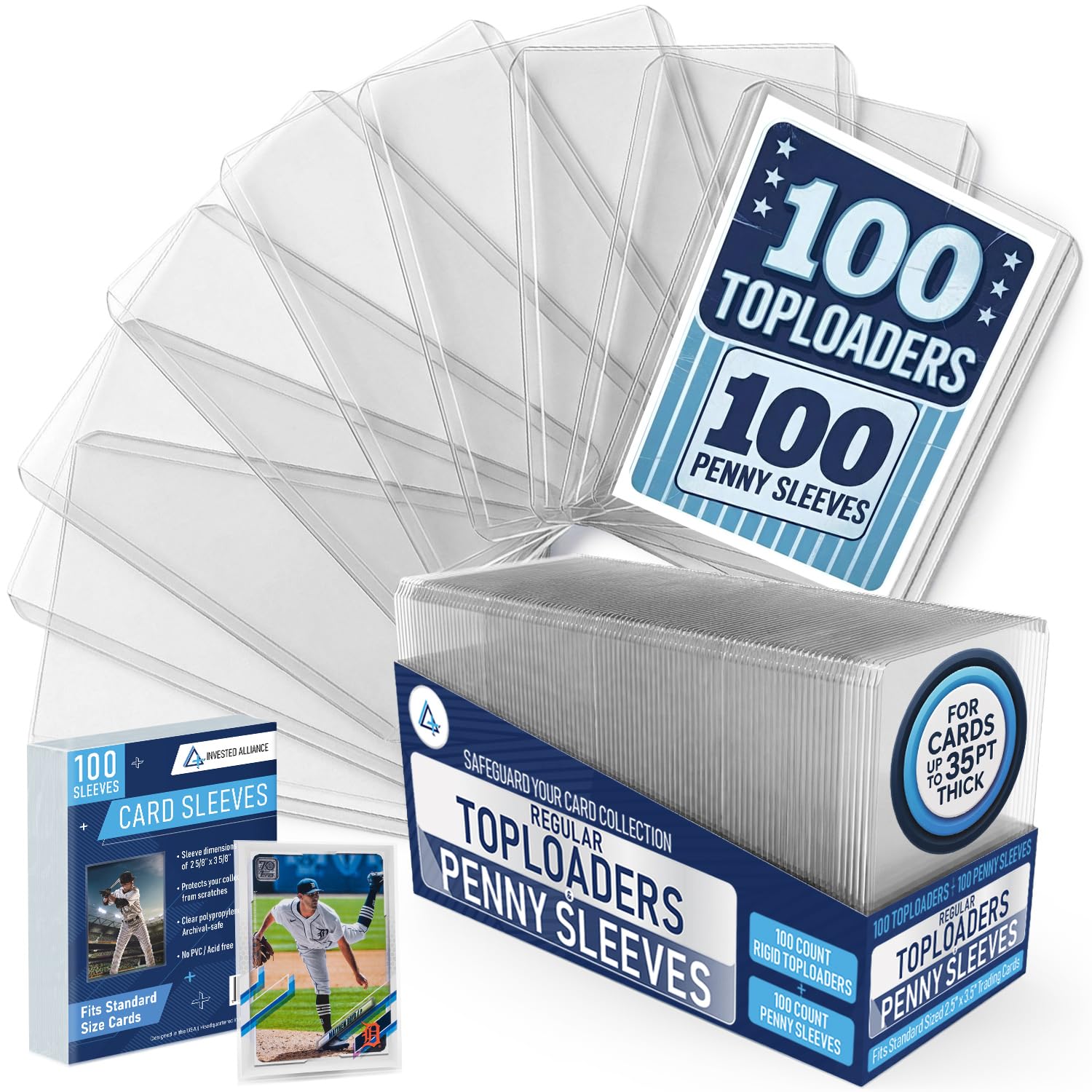 Invested Alliance top loaders 3x4 inch pack protect standard cards from bending and moisture.