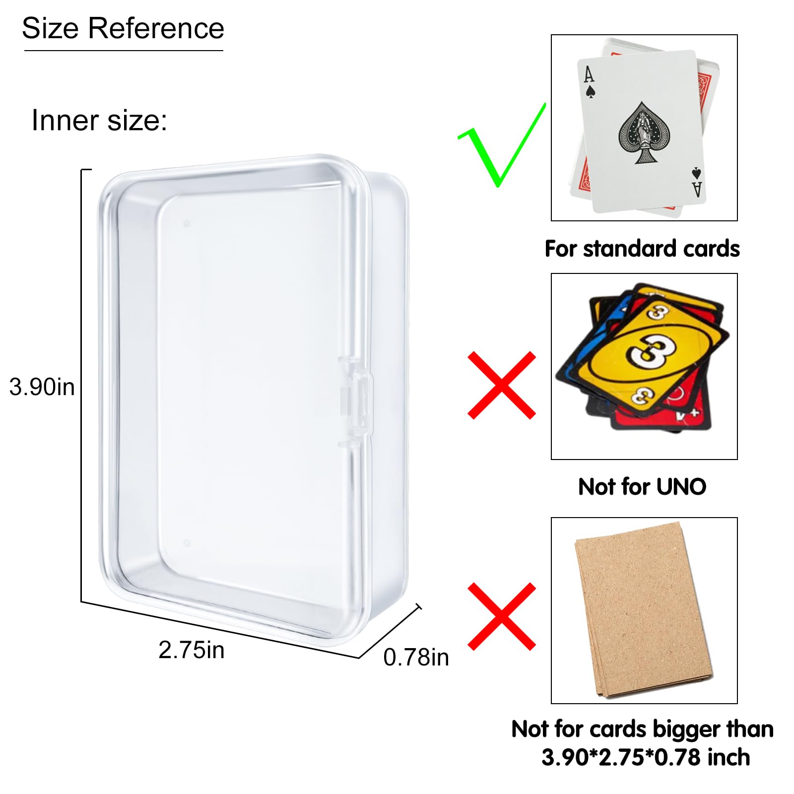 IOKUKI snap-closed clear card box showing secure lid and box clarity.
