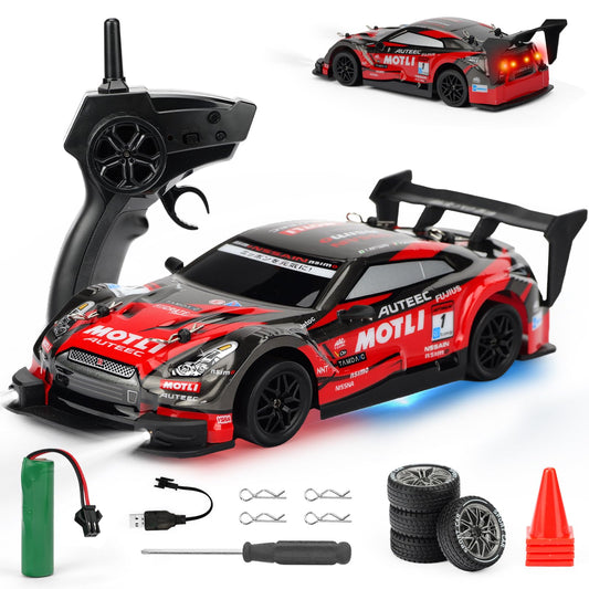 IOMDRWU RC drift car front view with bright headlights for night driving