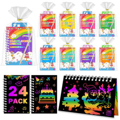 iooo rainbow scratch notebooks set, front view, ideal party favors and classroom rewards