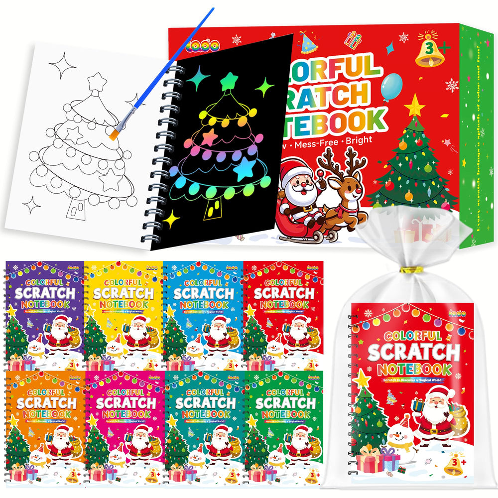 iooo scratch art notebook set for Christmas party favors and classrooms