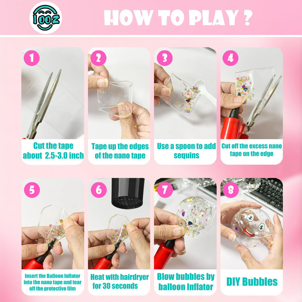 IOOZ Nano Tape Bubble Kit balloon fillings for creative fizzing bubbles.