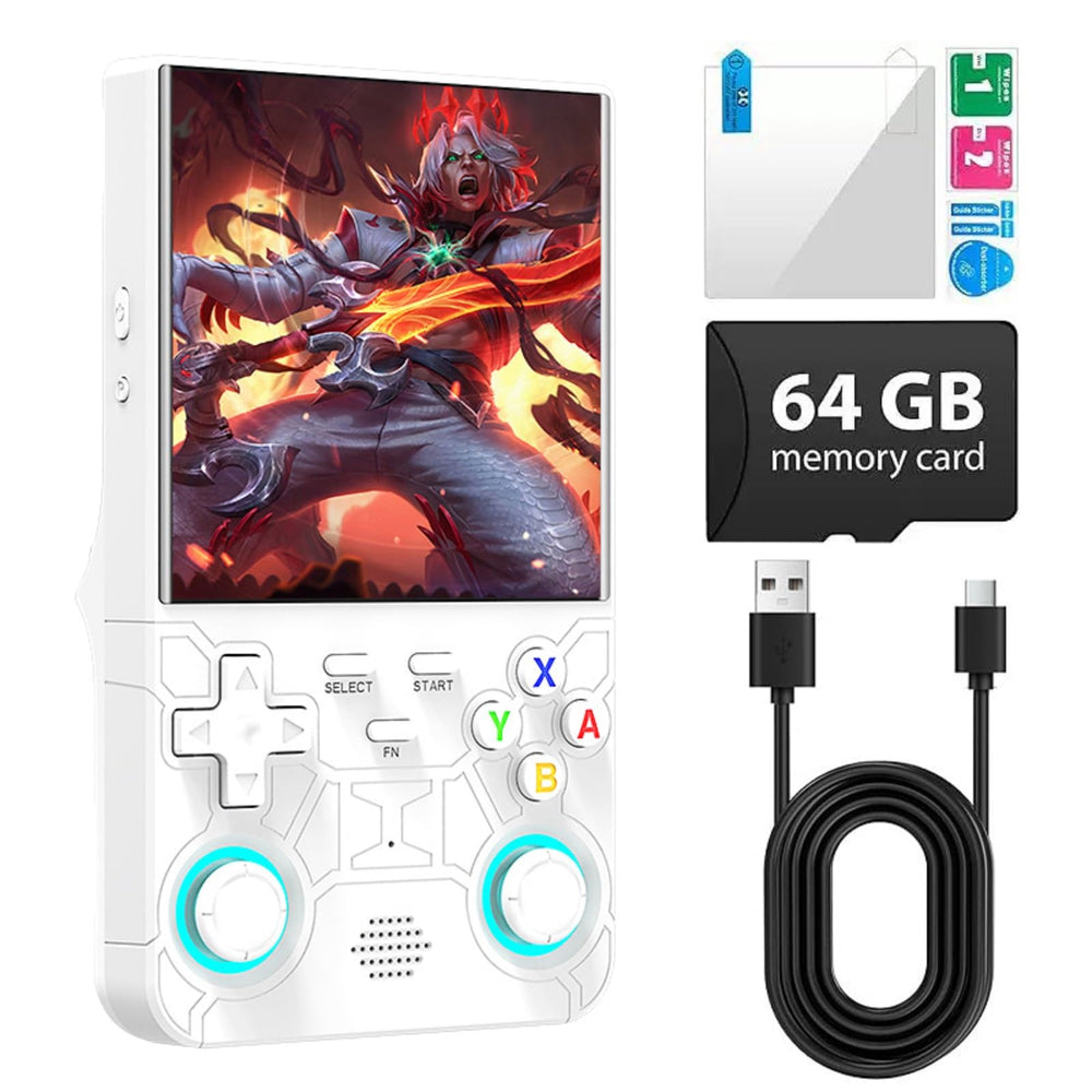 ioscre R36ULTRA front view shows compact retro handheld design for on-the-go play.