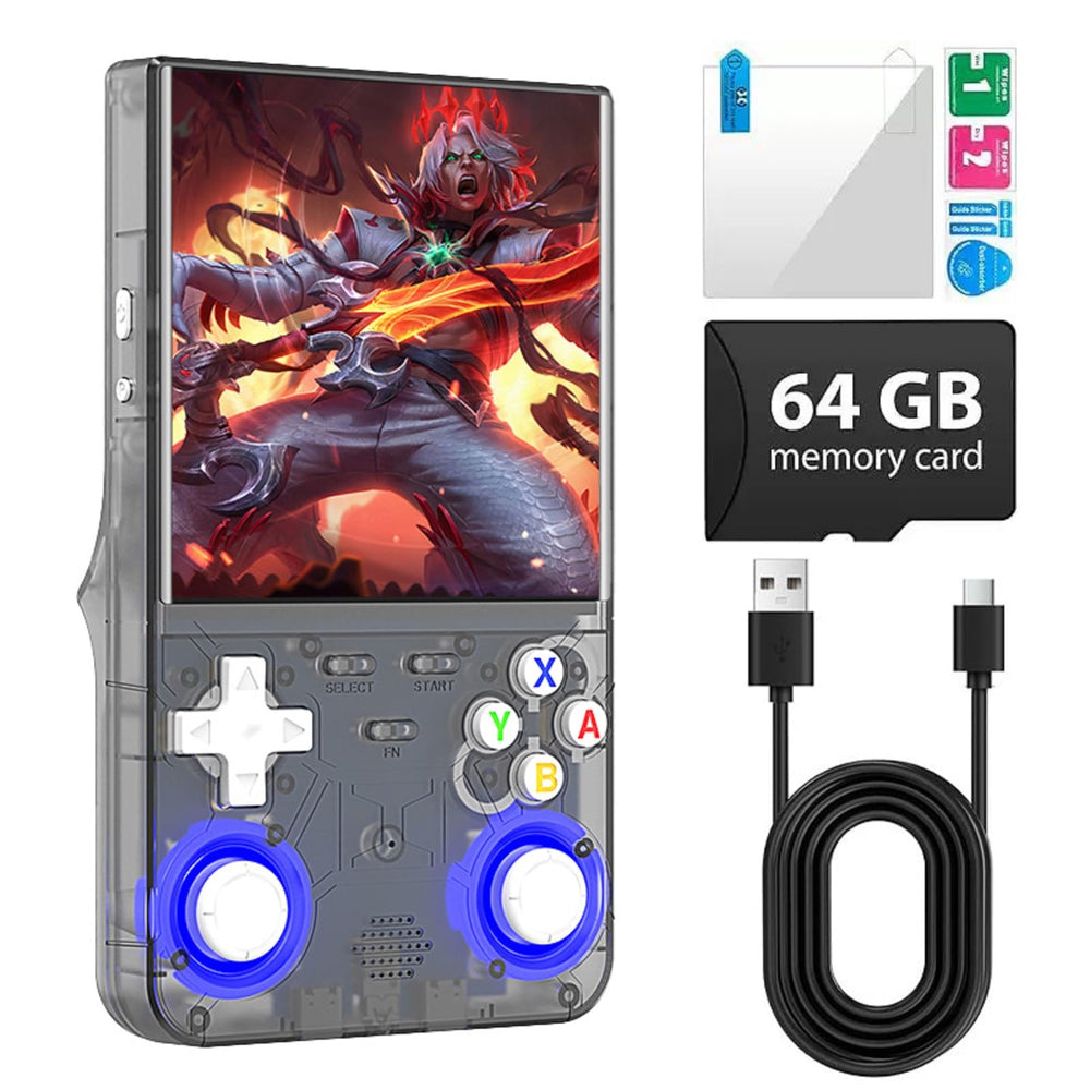 ioscre R36ULTRA front view, compact handheld for on-the-go retro gaming.