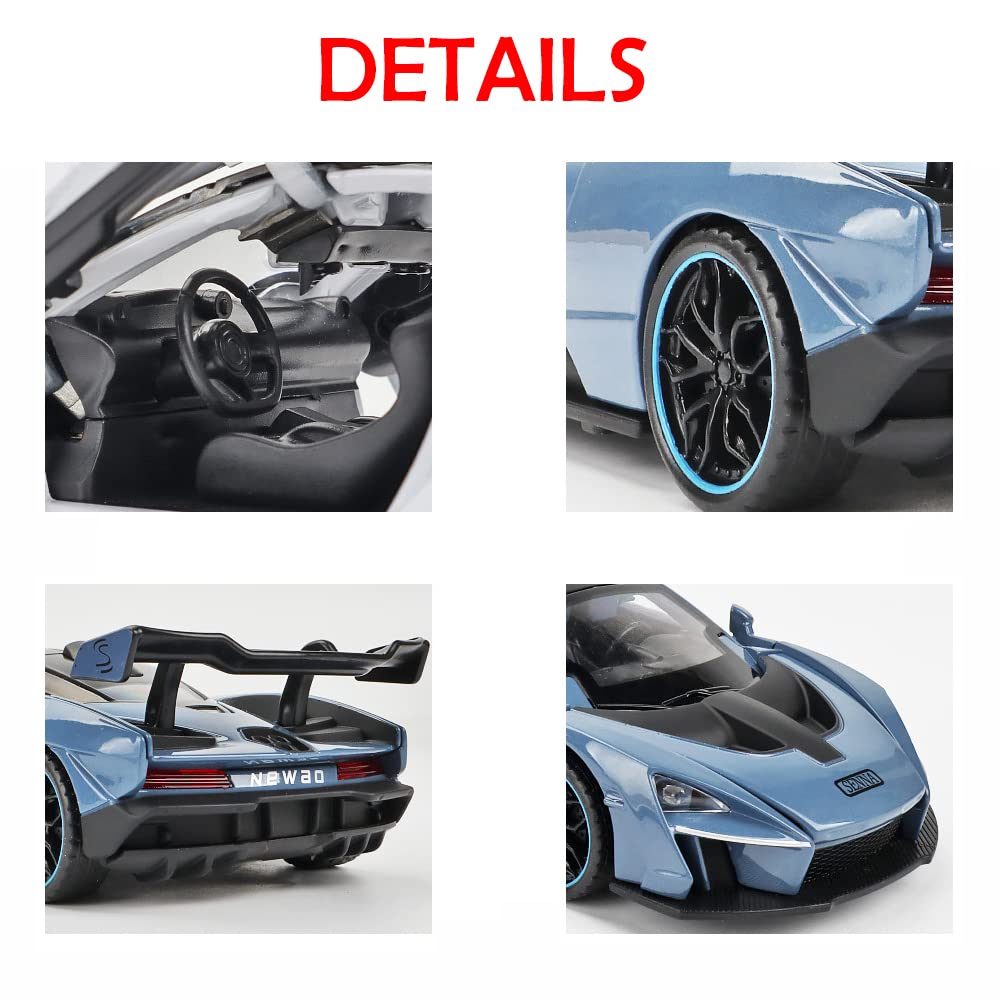 iPariser blue McLaren Senna toy interior detail, steering wheel visible