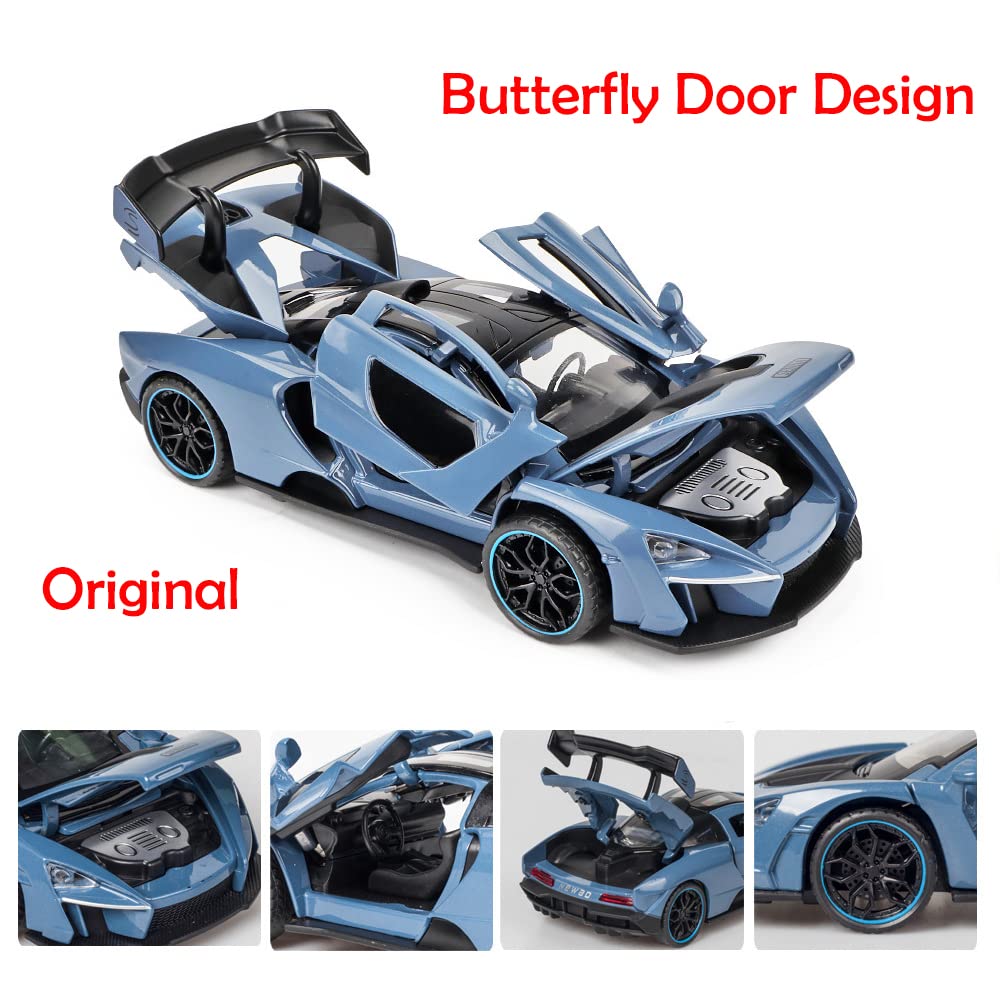iPariser pull-back blue McLaren Senna toy car in motion
