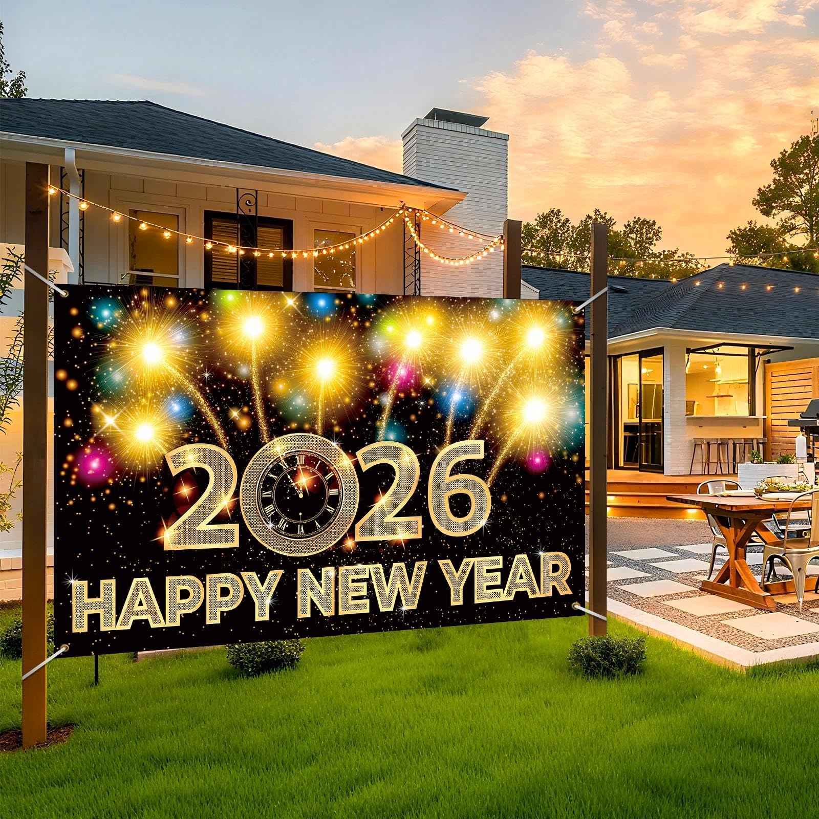 iPartycool front door banner welcomes guests with bold 2026 design.
