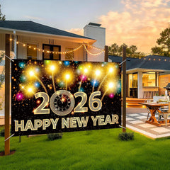 iPartycool front door banner welcomes guests with bold 2026 design.