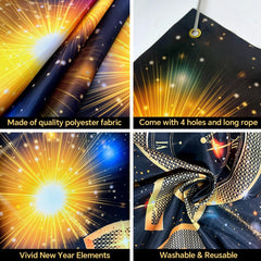 iPartycool polyester backdrop fabric offers durable, reusable NYE decoration.
