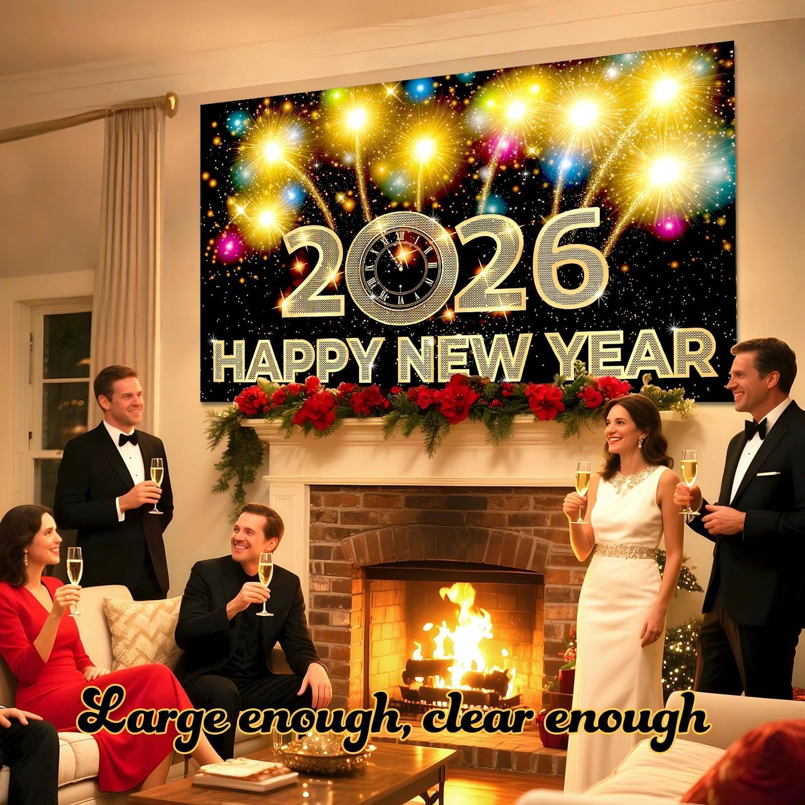iPartycool table cover for New Year decor protects surfaces and adds shine.