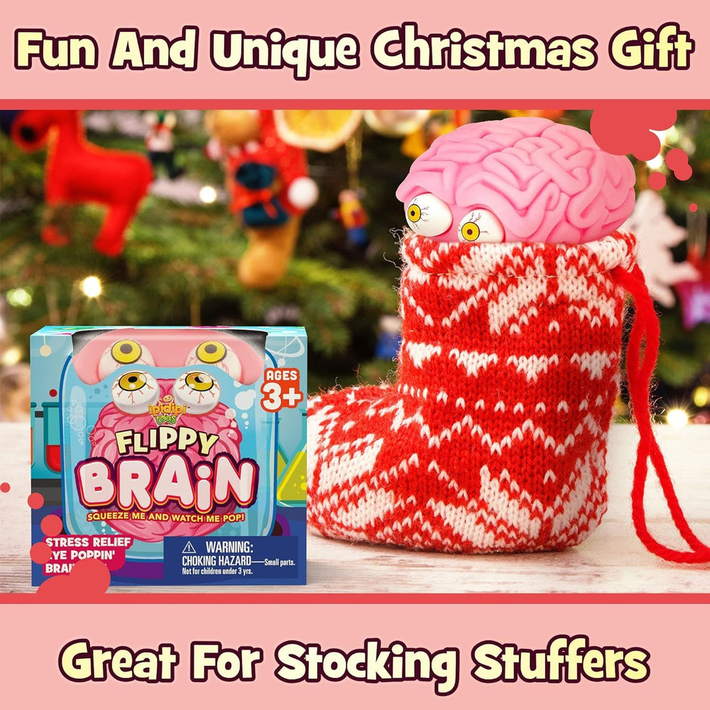 IPIDIPI TOYS Flippy Brain in action with eyes popping during a squeeze.