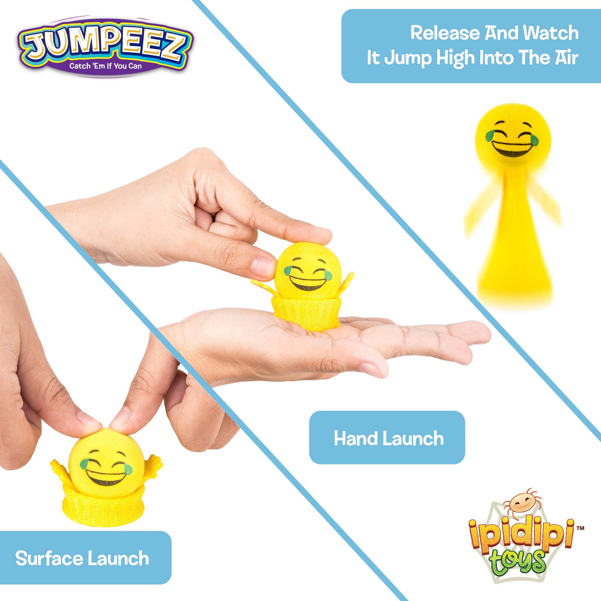 IPIDIPI TOYS Jumpeez emoji faces poppers showcase goofy expressions for group games.