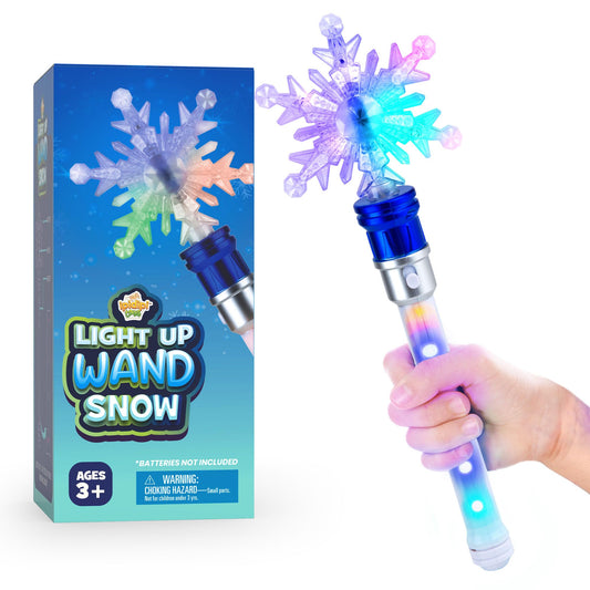 IPIDIPI TOYS Snowflake Wand spins with colorful LEDs for magical pretend play.