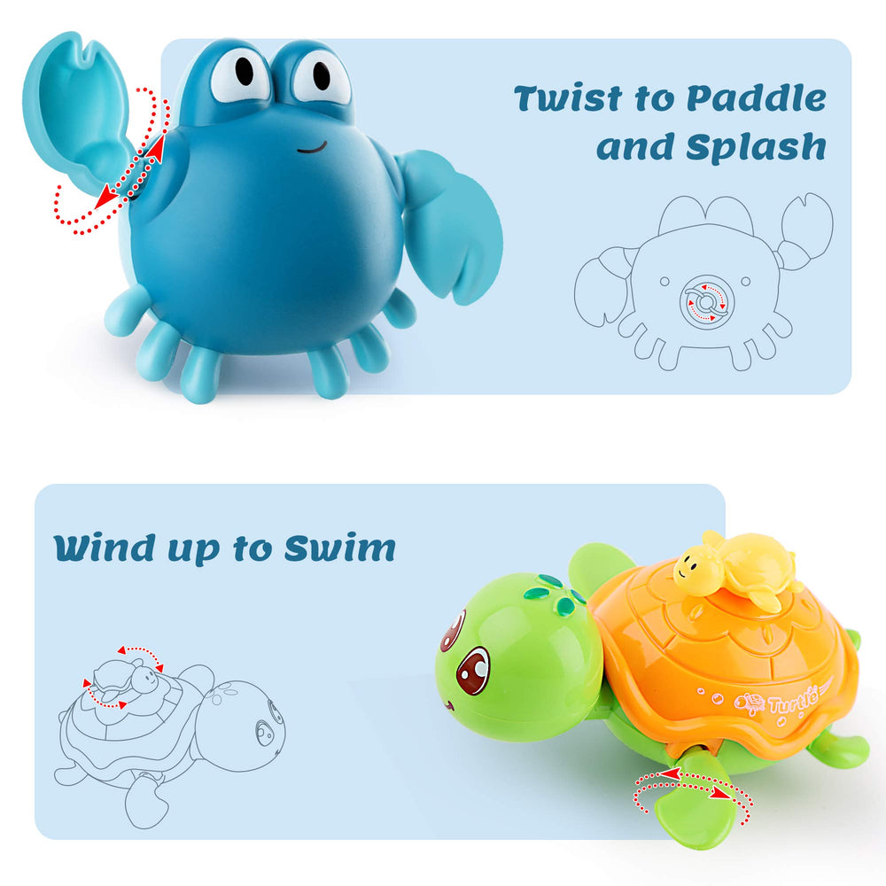 iplay crab swimming toy, wind-up motion sparks giggles during bath time