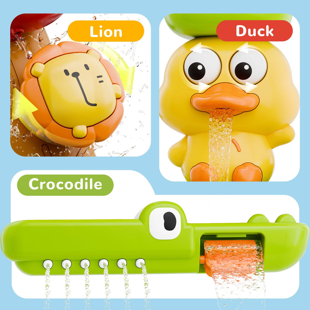 iPlay bath toy cute-animal-design uses bright colors to attract little bath-time explorers