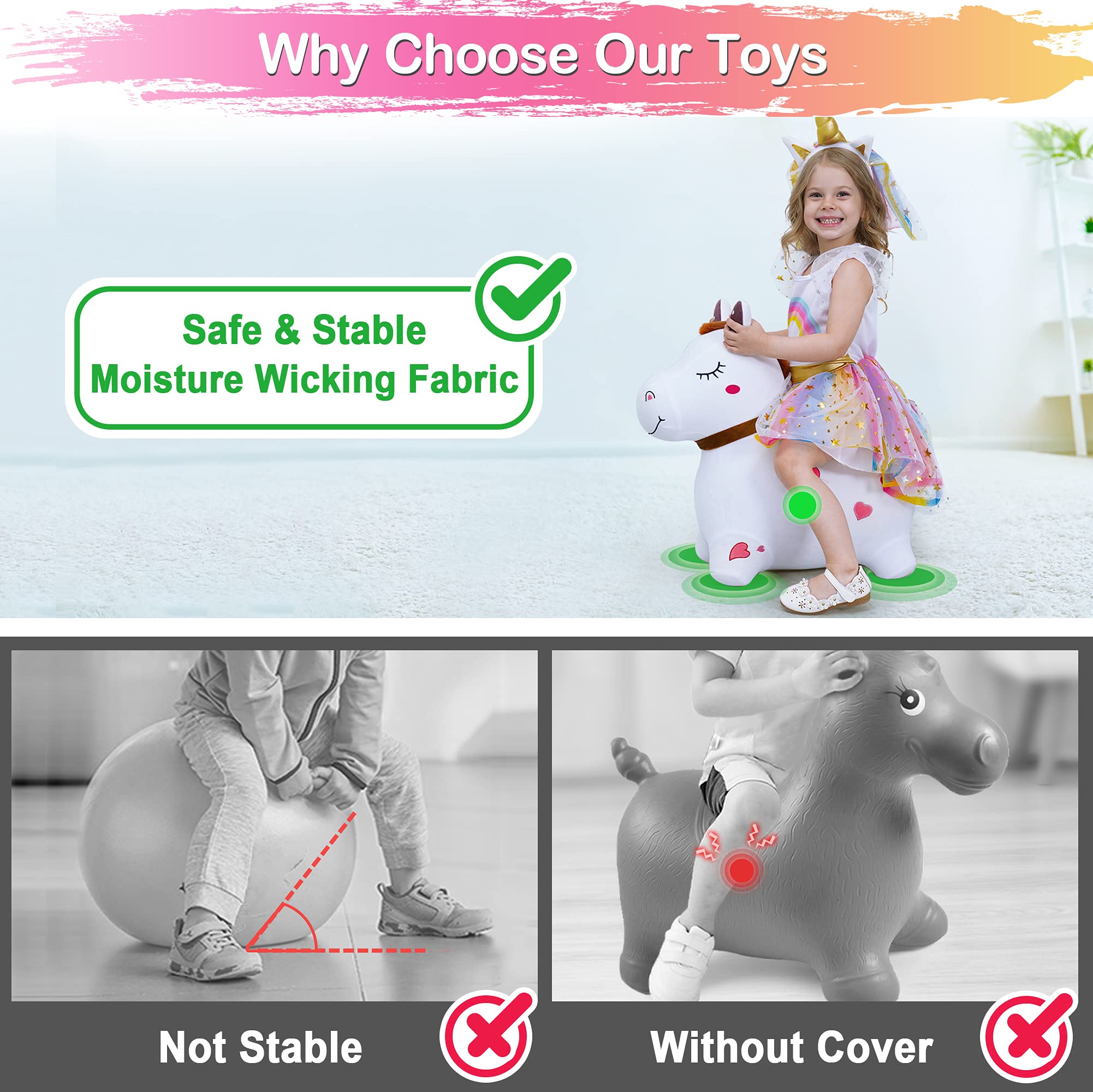 iplay bouncy pals animal hopper with pump included for quick setup