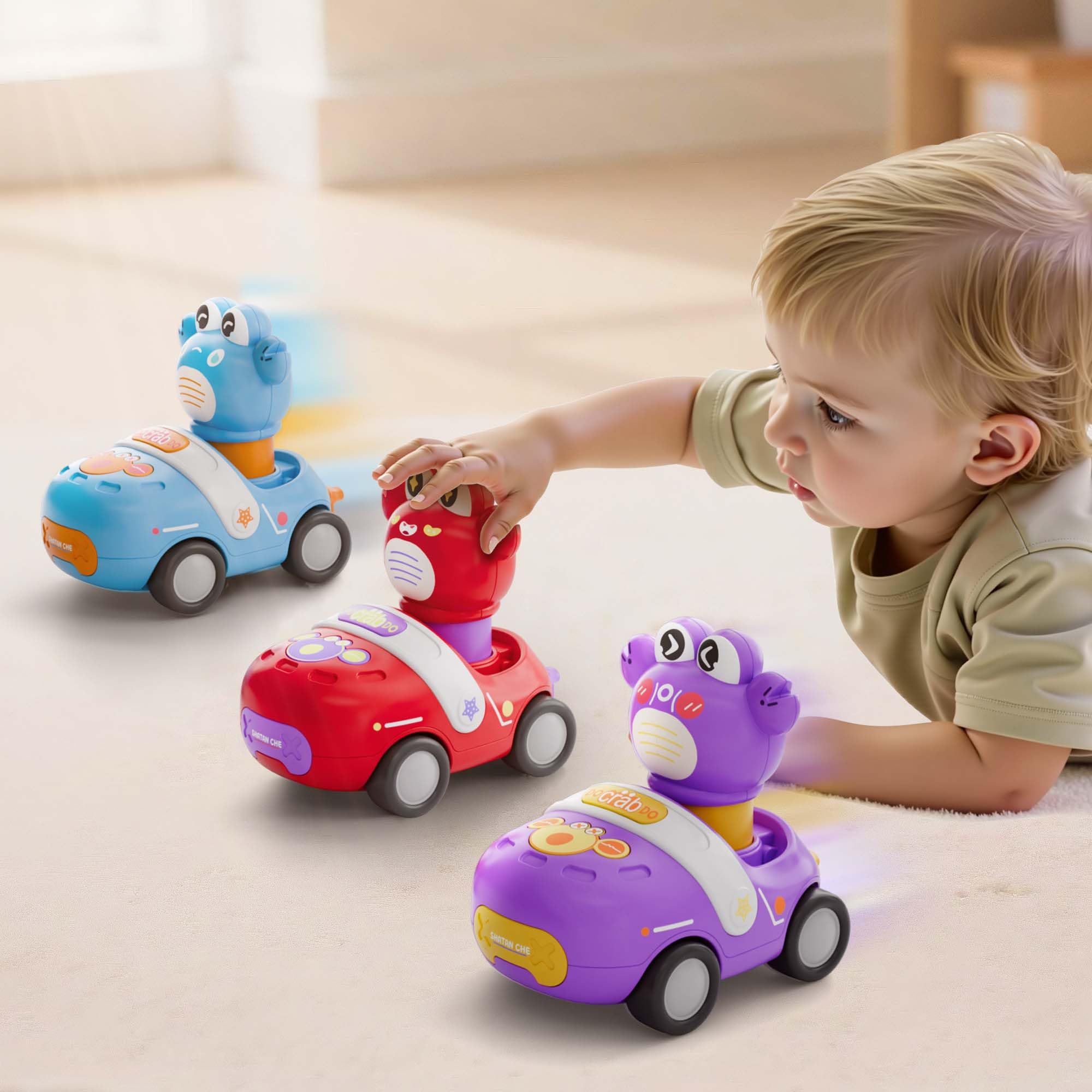 iPlay crab car toy eyes wheels detail showcases friendly design