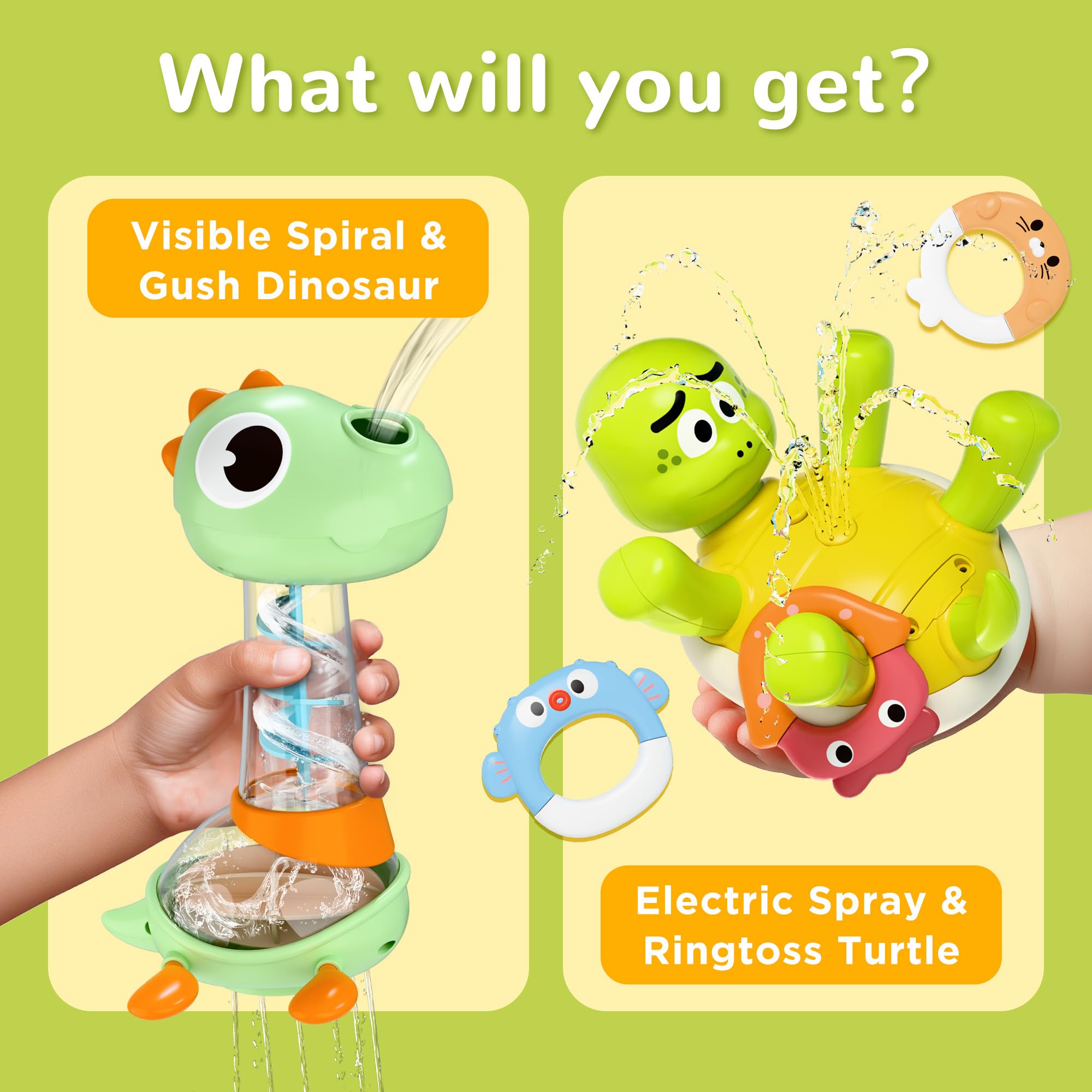 iPlay iLearn dinosaur spiral sprinkler sparks bath time imagination