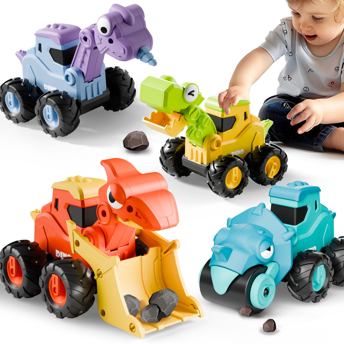 iplay dinosaur-truck-front-view sparks imaginative play and gross-motor skills.