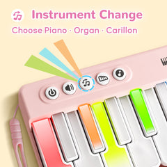 15-key rainbow light teaching piano with five instrument sounds for exploration