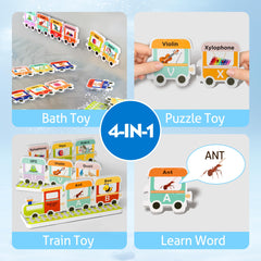 iPlay iLearn alphabet train puzzle set featuring floating letters for early literacy